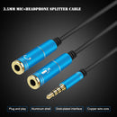 2 in 1 3.5mm Male to Double 3.5mm Female TPE High-elastic Audio Cable Splitter, Cable Length: 32cm(Blue)