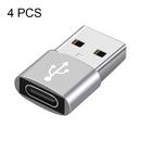 4 PCS USB-C / Type-C Female to USB 3.0 Male Aluminum Alloy Adapter, Support Charging & Transmission Data(Silver)