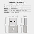 4 PCS USB-C / Type-C Female to USB 3.0 Male Aluminum Alloy Adapter, Support Charging & Transmission Data(Silver)