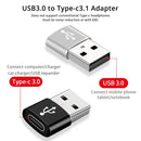 4 PCS USB-C / Type-C Female to USB 3.0 Male Aluminum Alloy Adapter, Support Charging & Transmission Data(Silver)