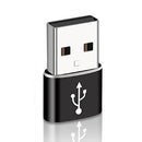 4 PCS USB-C / Type-C Female to USB 2.0 Male Aluminum Alloy Adapter, Support Charging & Transmission(Black)