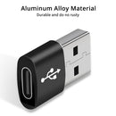 4 PCS USB-C / Type-C Female to USB 2.0 Male Aluminum Alloy Adapter, Support Charging & Transmission(Black)