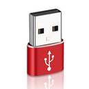 4 PCS USB-C / Type-C Female to USB 2.0 Male Aluminum Alloy Adapter, Support Charging & Transmission(Red)