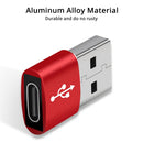 4 PCS USB-C / Type-C Female to USB 2.0 Male Aluminum Alloy Adapter, Support Charging & Transmission(Red)