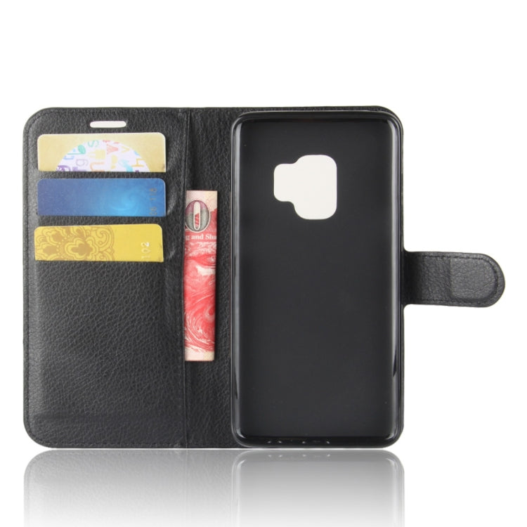 For Galaxy S9 Litchi Texture Horizontal Flip Leather Case with Holder & Wallet & Card Slots(Black)