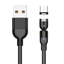1m 2A Output USB to Micro USB Nylon Braided Rotate Magnetic Charging Cable(Black)