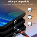 1m 2A Output USB to Micro USB Nylon Braided Rotate Magnetic Charging Cable(Black)