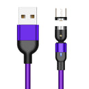 1m 2A Output USB to Micro USB Nylon Braided Rotate Magnetic Charging Cable(Purple)