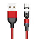 1m 2A Output USB to Micro USB Nylon Braided Rotate Magnetic Charging Cable(Red)