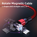 1m 2A Output USB to Micro USB Nylon Braided Rotate Magnetic Charging Cable(Red)