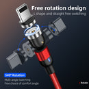1m 2A Output USB to Micro USB Nylon Braided Rotate Magnetic Charging Cable(Red)