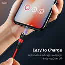 1m 2A Output USB to Micro USB Nylon Braided Rotate Magnetic Charging Cable(Red)