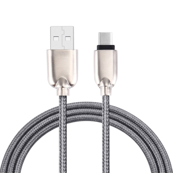 1M Woven Style Metal Head 108 Copper Cores USB-C / Type-C to USB Data Sync Charging Cable, For Galaxy S8 & S8 + / LG G6 / Huawei P10 & P10 Plus / Xiaomi Mi6 & Max 2 and other Smartphones(Grey)