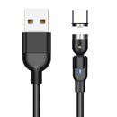 1m 2A Output USB to USB-C / Type-C Nylon Braided Rotate Magnetic Charging Cable(Black)