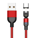 1m 2A Output USB to USB-C / Type-C Nylon Braided Rotate Magnetic Charging Cable(Red)