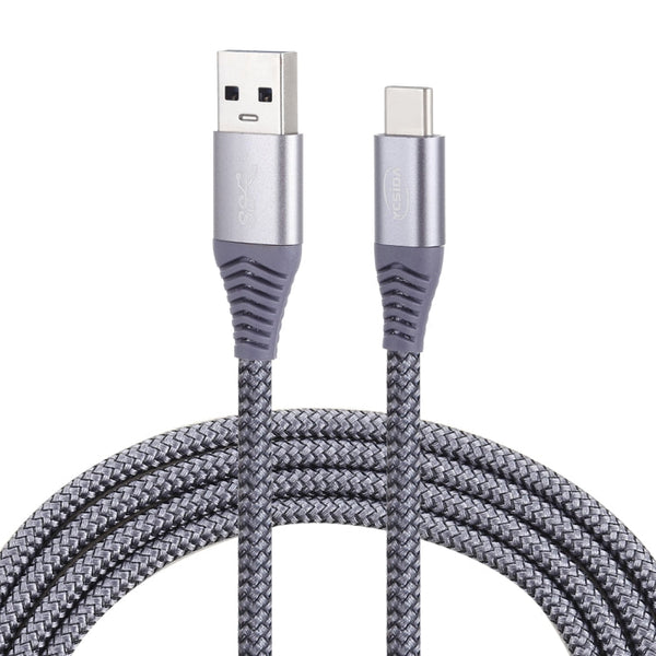 1.2m Nylon Braided Cord USB to Type-C Data Sync Charge Cable with 110 Copper Wires, Support Fast Charging, For Galaxy, Huawei, Xiaomi, LG, HTC and Other Smart Phones(Grey)