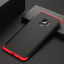 GKK for Galaxy S9 Three Stage Splicing 360 Degree Full Coverage PC Protective Case Back Cover (Black+Red)