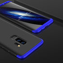 GKK for Galaxy S9+ Three Stage Splicing 360 Degree Full Coverage PC Protective Case Back Cover (Black+Blue)