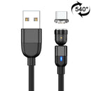 1m 3A Output USB to USB-C / Type-C 540 Degree Rotating Magnetic Data Sync Charging Cable (Black)