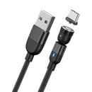 1m 3A Output USB to USB-C / Type-C 540 Degree Rotating Magnetic Data Sync Charging Cable (Black)