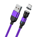 1m 3A Output USB to USB-C / Type-C 540 Degree Rotating Magnetic Data Sync Charging Cable (Purple)