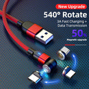 1m 3A Output USB to USB-C / Type-C 540 Degree Rotating Magnetic Data Sync Charging Cable (Purple)