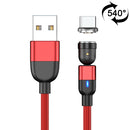2m 3A Output USB to USB-C / Type-C 540 Degree Rotating Magnetic Data Sync Charging Cable (Red)