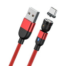 2m 3A Output USB to USB-C / Type-C 540 Degree Rotating Magnetic Data Sync Charging Cable (Red)
