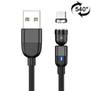 1m 3A Output USB to Micro USB 540 Degree Rotating Magnetic Data Sync Charging Cable (Black)