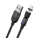 1m 3A Output USB to Micro USB 540 Degree Rotating Magnetic Data Sync Charging Cable (Black)