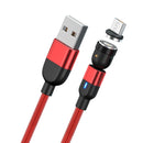 1m 3A Output USB to Micro USB 540 Degree Rotating Magnetic Data Sync Charging Cable (Red)