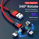 1m 3A Output USB to Micro USB 540 Degree Rotating Magnetic Data Sync Charging Cable (Black)