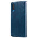 Business Style Oil Wax Texture Horizontal Flip Leather Case for Galaxy A50, with Holder & Card Slots & Wallet (Blue)