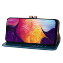 Business Style Oil Wax Texture Horizontal Flip Leather Case for Galaxy A50, with Holder & Card Slots & Wallet (Blue)