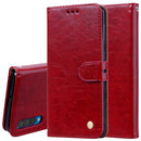 Business Style Oil Wax Texture Horizontal Flip Leather Case for Galaxy A50, with Holder & Card Slots & Wallet (Red)