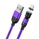 2m 3A Output USB to Micro USB 540 Degree Rotating Magnetic Data Sync Charging Cable (Purple)