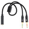 YH192 2 in 1 3.5mm Female to Microphone + Audio Male Braided Audio Cable, Length: 22cm (Black)