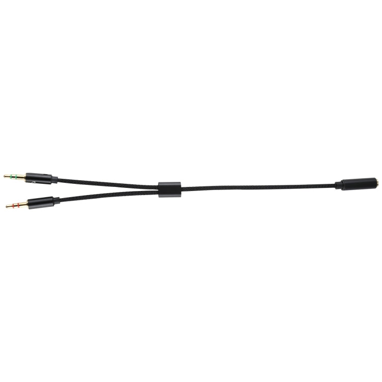 YH192 2 in 1 3.5mm Female to Microphone + Audio Male Braided Audio Cable, Length: 22cm (Black)