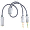 YH192 2 in 1 3.5mm Female to Microphone + Audio Male Braided Audio Cable, Length: 22cm (Grey)
