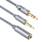 YH192 2 in 1 3.5mm Female to Microphone + Audio Male Braided Audio Cable, Length: 22cm (Grey)