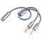 YH192 2 in 1 3.5mm Female to Microphone + Audio Male Braided Audio Cable, Length: 22cm (Grey)