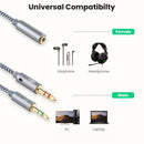 YH192 2 in 1 3.5mm Female to Microphone + Audio Male Braided Audio Cable, Length: 22cm (Black)