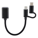 USB 3.0 Female to Micro USB + USB-C / Type-C Male Charging + Transmission OTG Nylon Braided Adapter Cable, Cable Length: 11cm(Black)