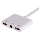 3 in 1 USB-C + 3.5mm + 3.5mm to USB-C Digital Charge Audio Adapter (White)