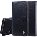 Business Style Oil Wax Texture Horizontal Flip Leather Case for Galaxy A20e, with Holder & Card Slots & Wallet (Black)