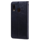 Business Style Oil Wax Texture Horizontal Flip Leather Case for Galaxy A20e, with Holder & Card Slots & Wallet (Black)