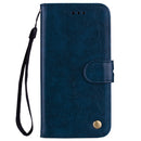Business Style Oil Wax Texture Horizontal Flip Leather Case for Galaxy A20e, with Holder & Card Slots & Wallet (Blue)