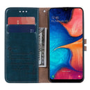 Business Style Oil Wax Texture Horizontal Flip Leather Case for Galaxy A20e, with Holder & Card Slots & Wallet (Blue)