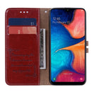 Business Style Oil Wax Texture Horizontal Flip Leather Case for Galaxy A20e, with Holder & Card Slots & Wallet (Red)