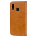 Business Style Oil Wax Texture Horizontal Flip Leather Case for Galaxy A20e, with Holder & Card Slots & Wallet (Brown)